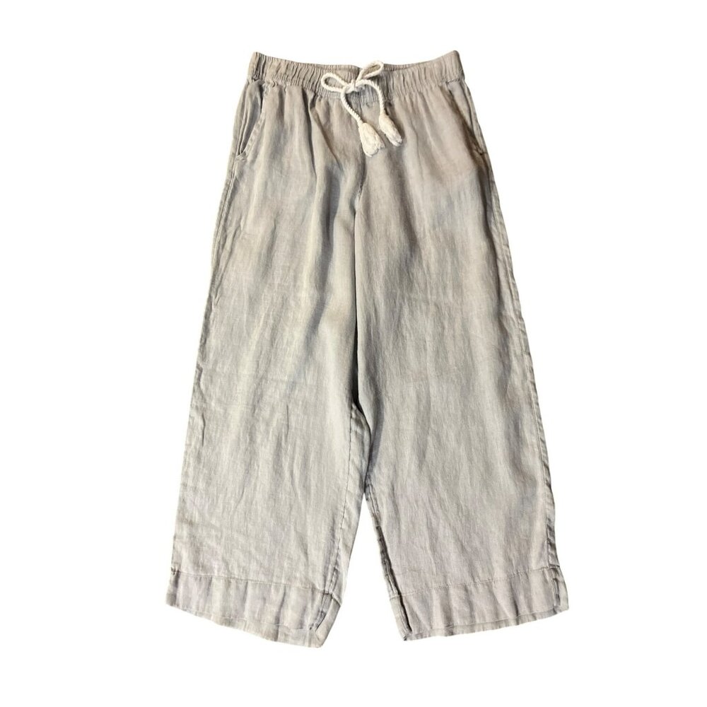 Cynthia Rowley 100% Linen Cropped Pants Womens L Light Gray Used - Picture 3 of 14